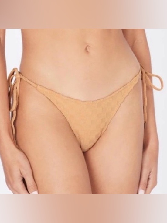 triangl swimwear Other - TRIANGL Vinca Mauve Checkered Terry Cloth Triangle String Bikini Bottom Size L